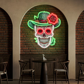 Custom Your Name Day Of The Dead Skull Mexico Artwork Led Neon Sign Light