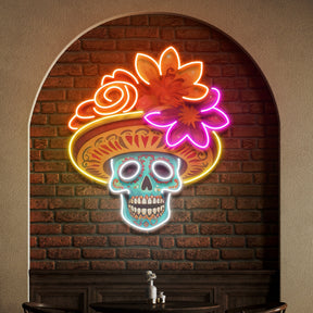 Custom Name Sugar Skull LED Neon Light for Dead Day Festivities
