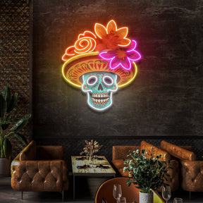Custom Name Sugar Skull LED Neon Light for Dead Day Festivities