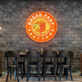 Fast Food Hamburger And Coffee Artwork Led Neon Sign Light