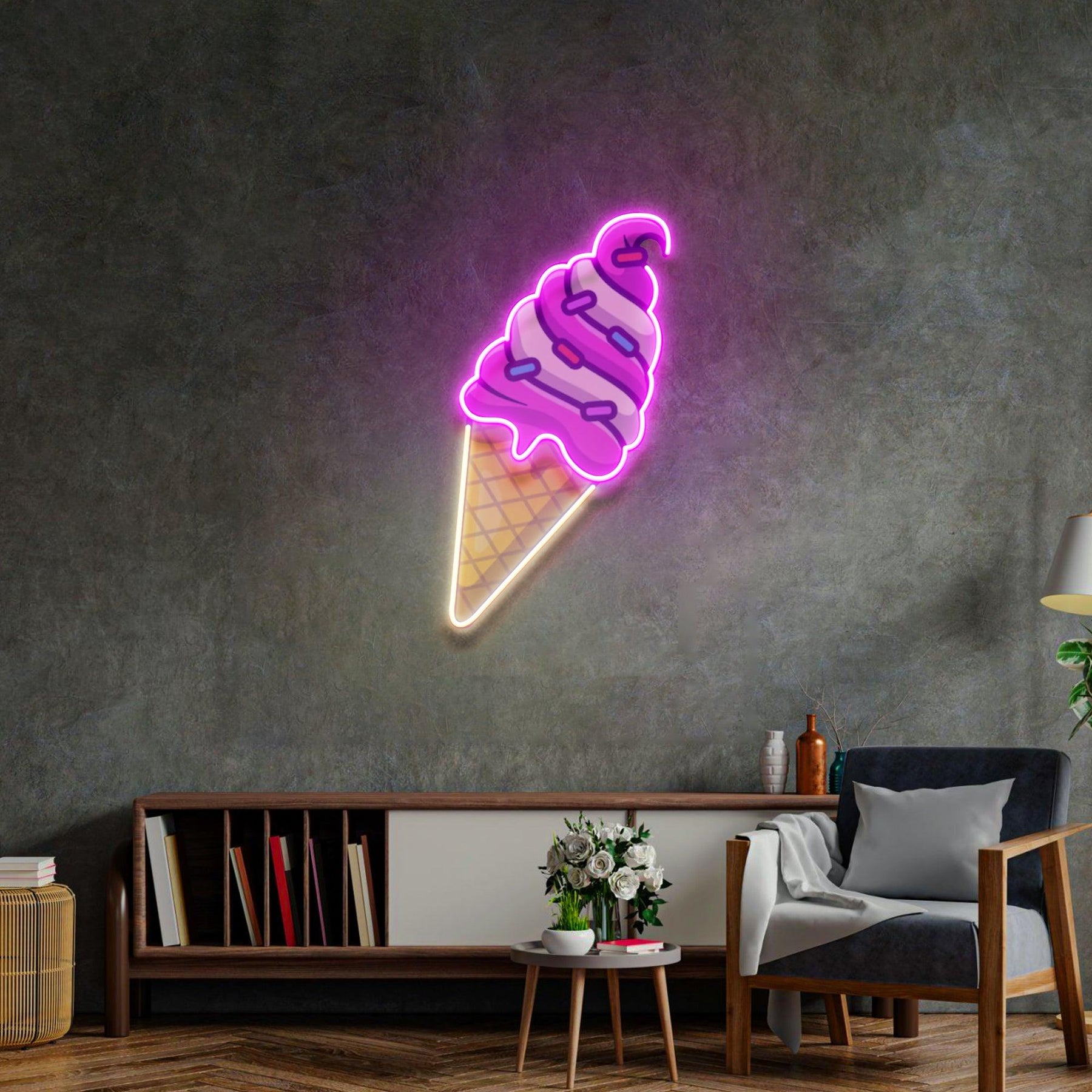 Ice Cream Cone Led Neon Acrylic Artwork