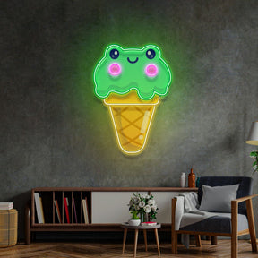 Ice Cream Cone Frog LED Neon Sign Light Pop Art