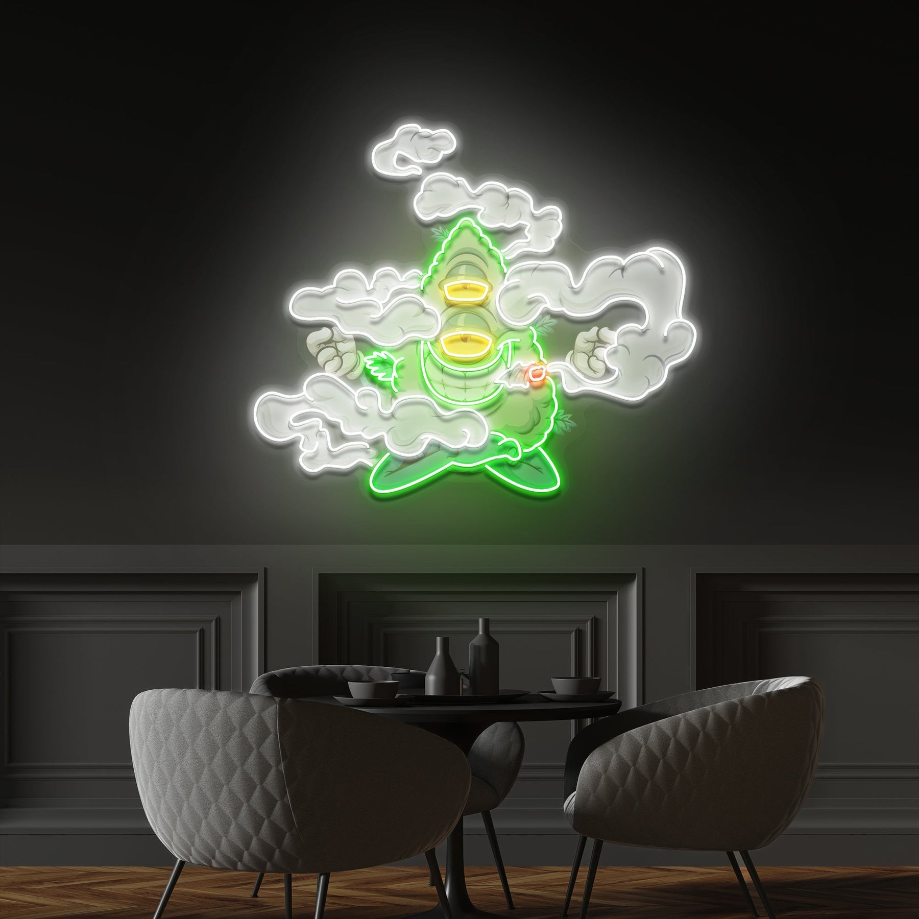 Marijuana Bud Cartoon Artwork Led Neon Sign Light