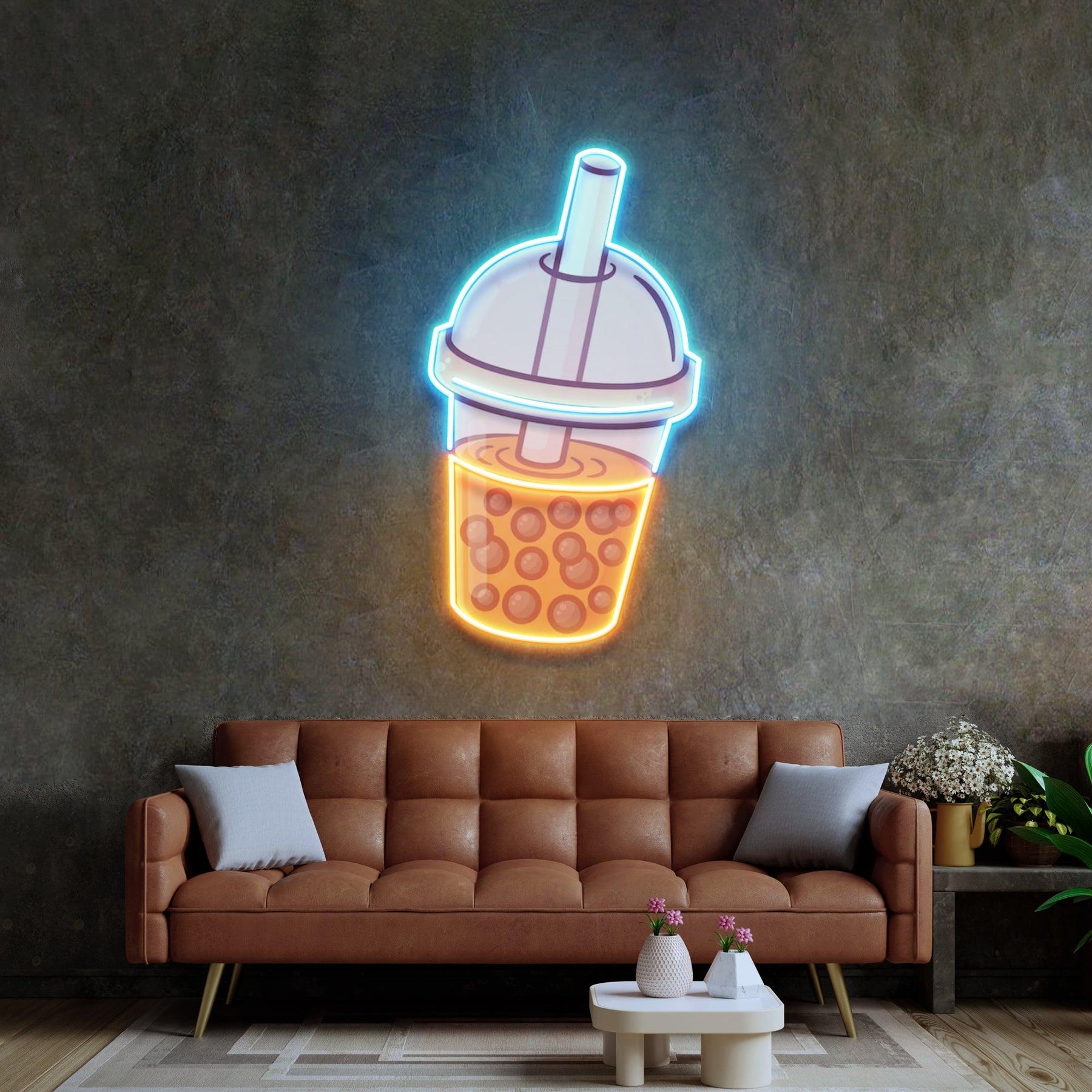 Orange Milktea Neon Acrylic Artwork