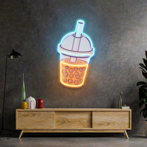 Orange Milktea Neon Acrylic Artwork