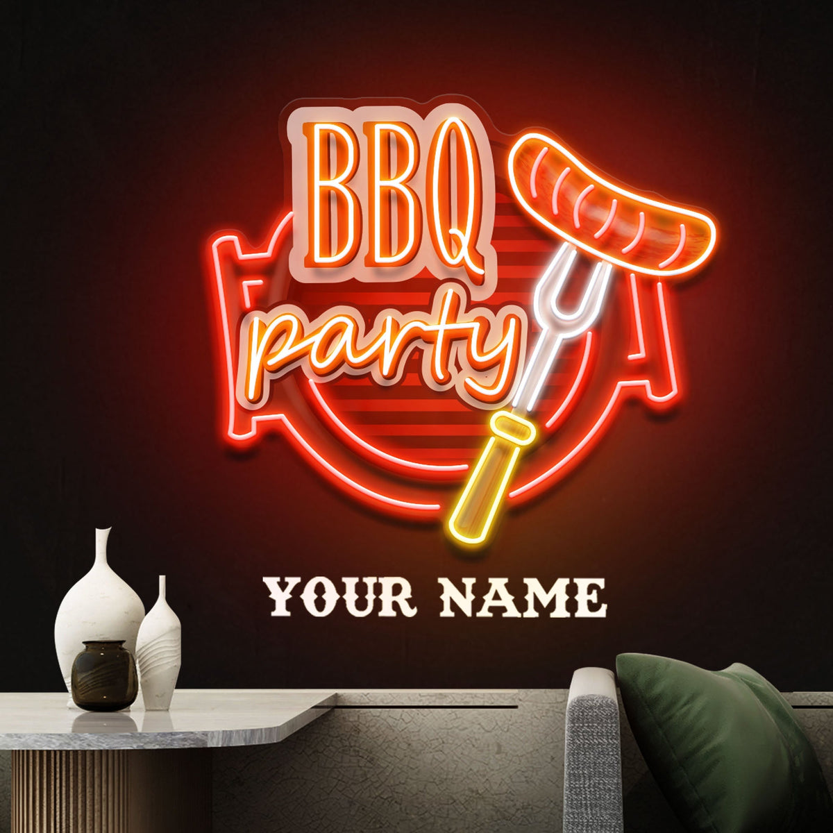 Personalised BBQ Grilling Name Artwork Led Neon Sign Light