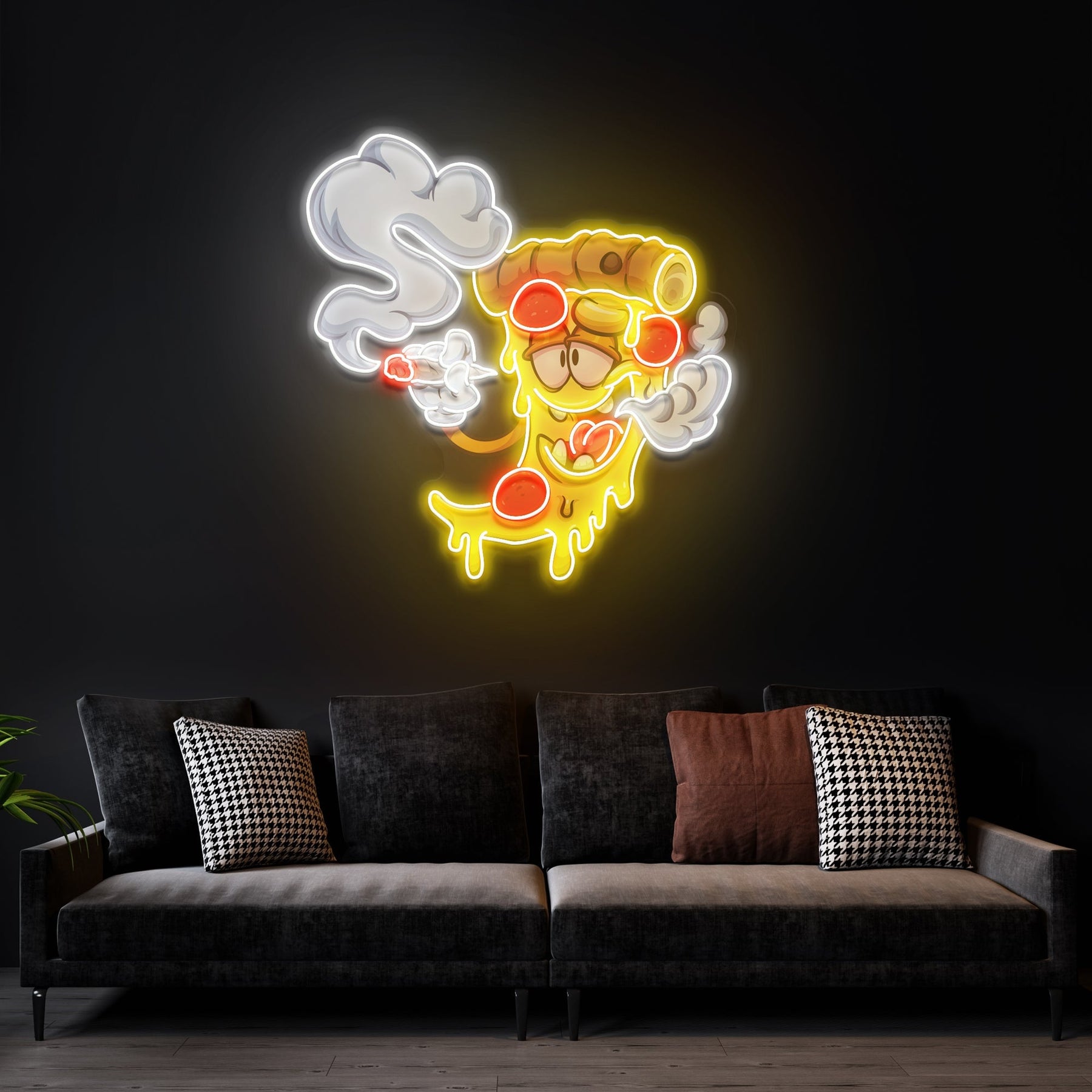 Pizza Slice Cartoon Artwork Led Neon Sign Light