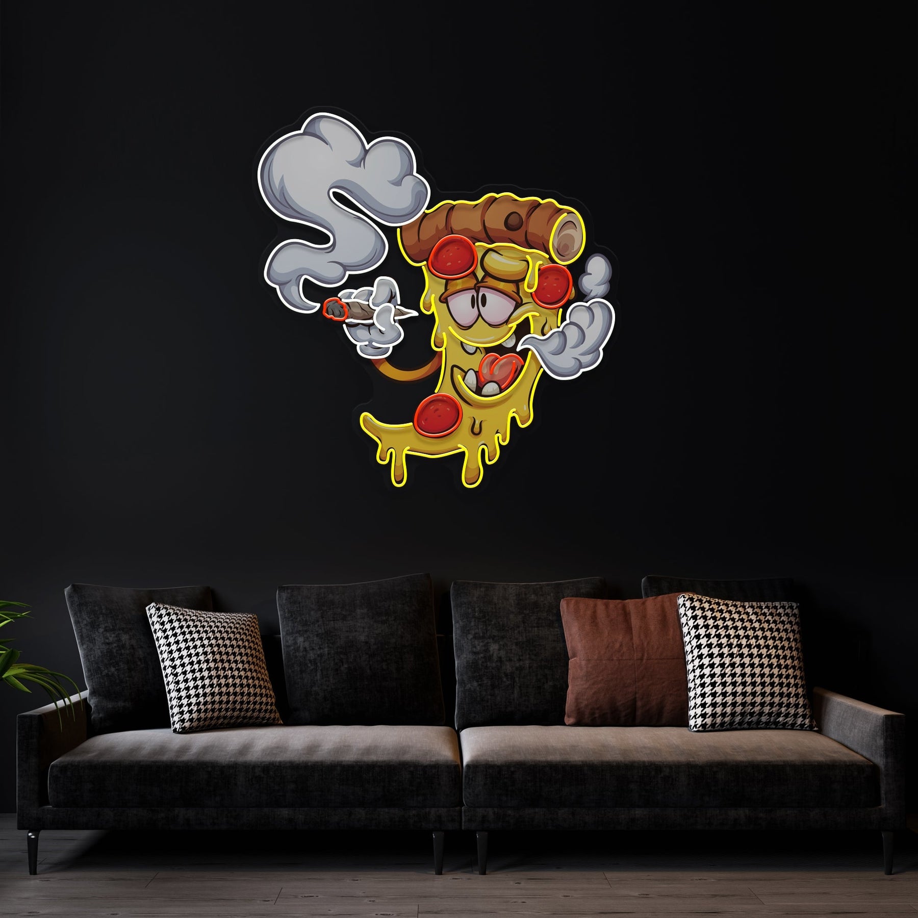 Pizza Slice Cartoon Artwork Led Neon Sign Light