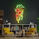 Pop Art Hand With A Slice Of Pizza Artwork Led Neon Sign Light