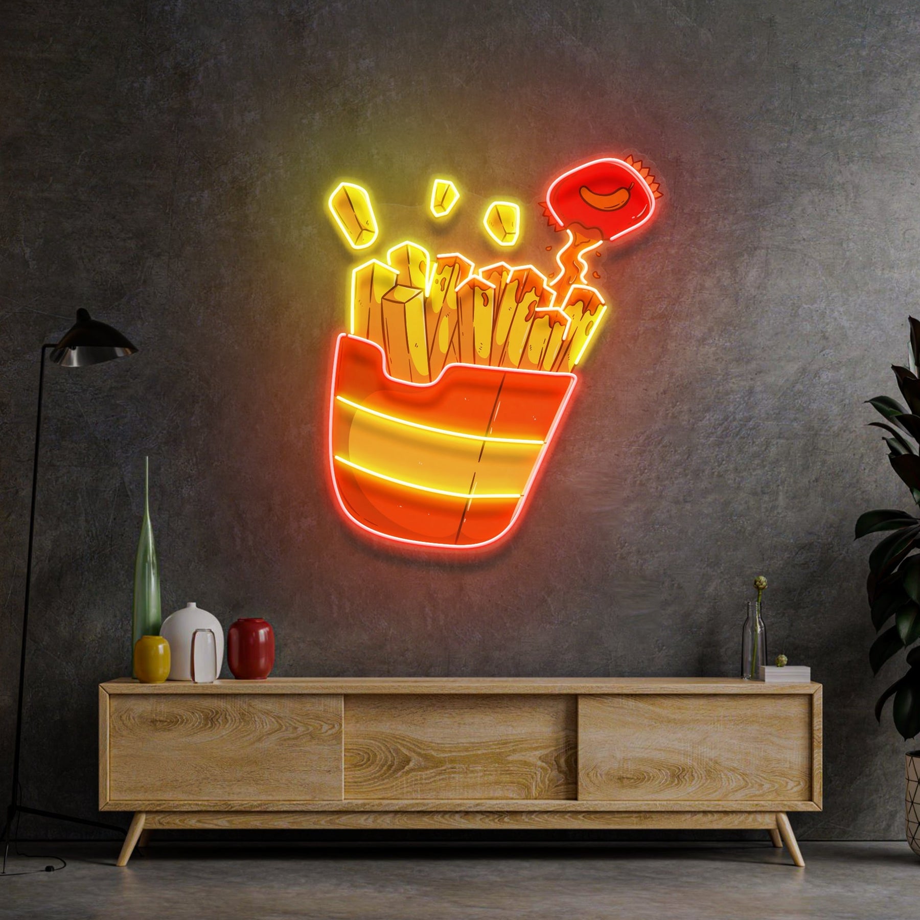 Potato Chips Glowing  LED Neon Sign Light Pop Art