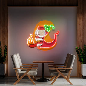 Red Chili Mascot Mexican Restaurant Decor Artwork Led Neon Sign Light