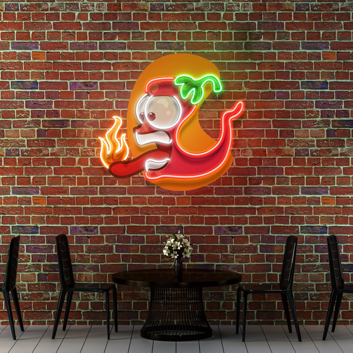 Red Chili Mascot Mexican Restaurant Decor Artwork Led Neon Sign Light