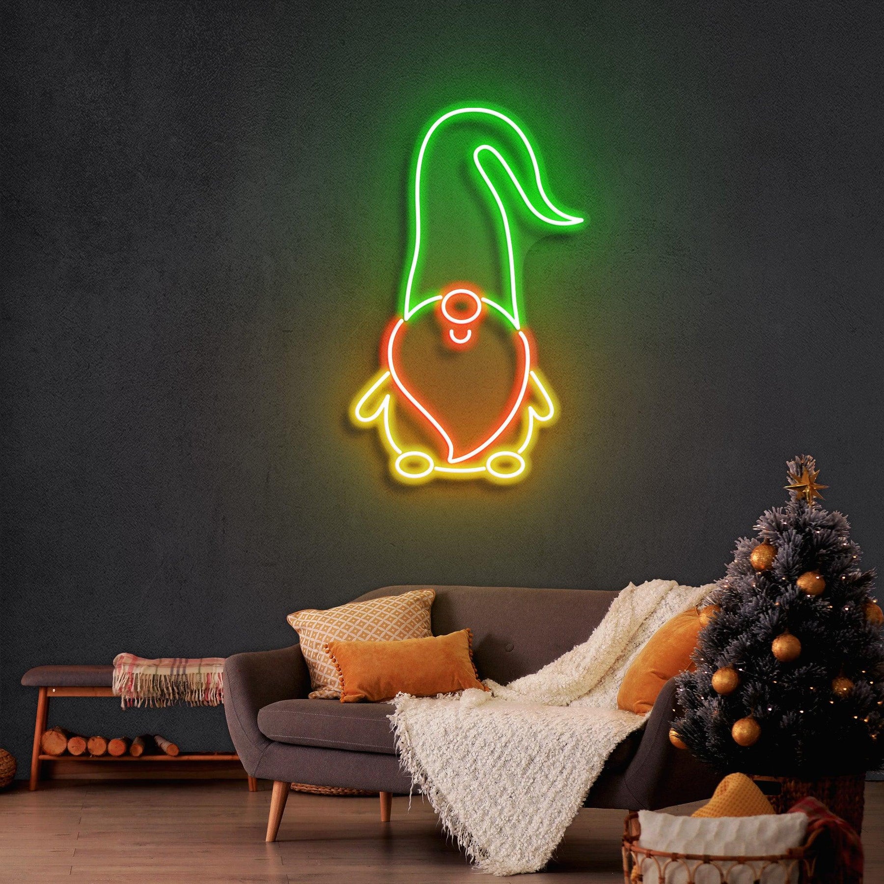 Scandinavian Gnomes Christmas Neon Sign