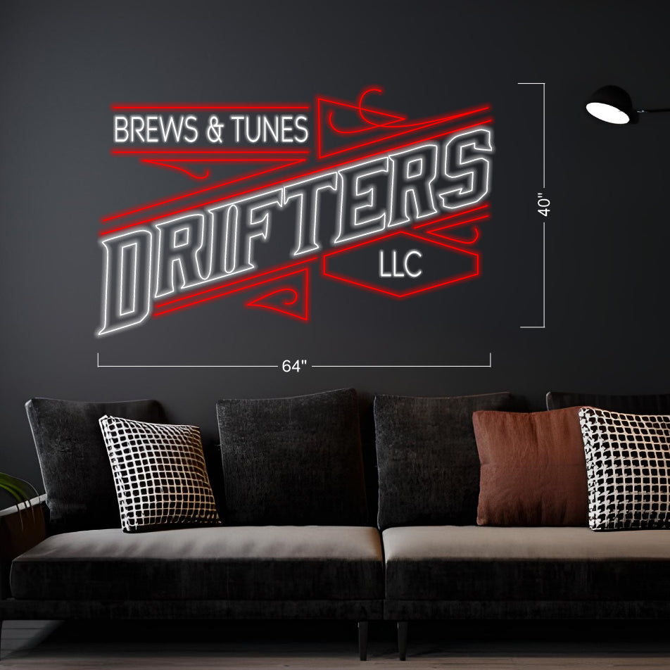 3 SET Brews & Tunes Drifter LLC - LED Neon Sign