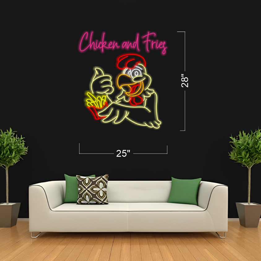 Chicken and Fries - LED Neon Sign