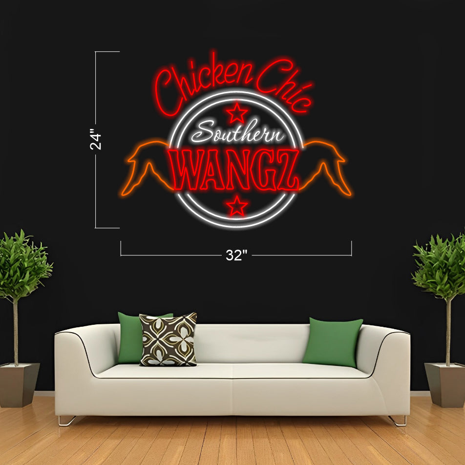 2 Sets Southern Wangz chicken chics - LED Neon Sign