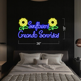 Sunflowers Creando Sonrisas - LED Neon Sign