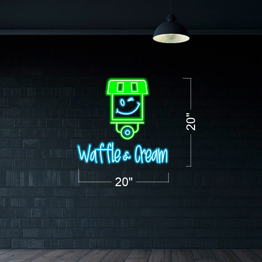 2 Set Waffle & Cream - LED Neon Sign