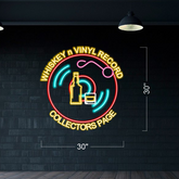 Whiskey n Vinyl Record Collectors Page - LED Neon Sign