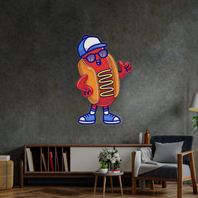 Sportie Hotdog Guy LED Neon Sign Light Pop Art