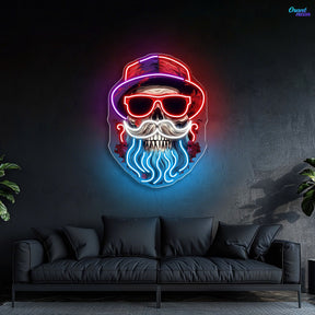 Neon Cheers: A Skull’s Refined Style Neon Sign Light Artwork