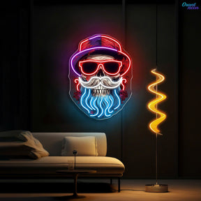 Neon Cheers: A Skull’s Refined Style Neon Sign Light Artwork