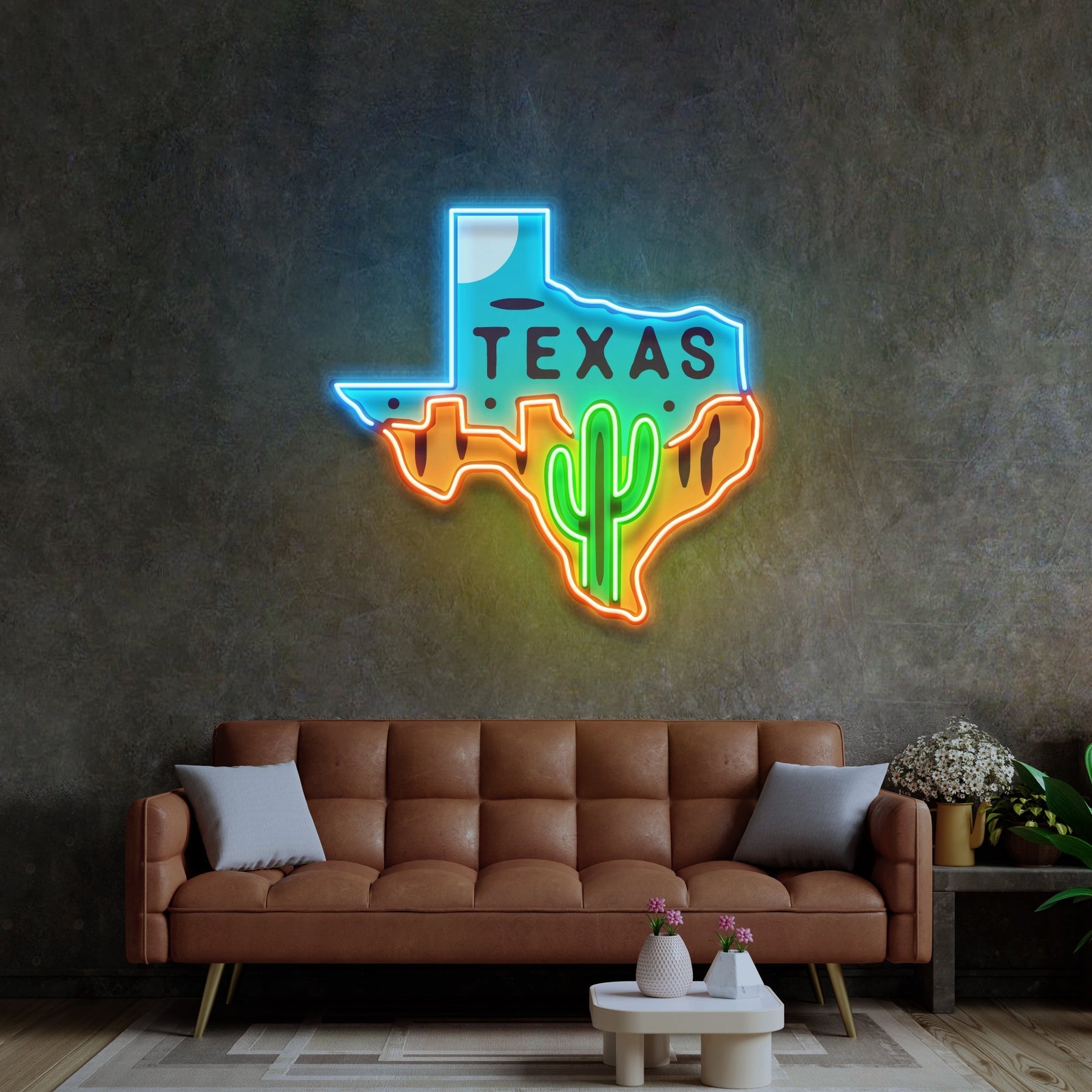 Texas Map LED Neon Sign Light Pop Art