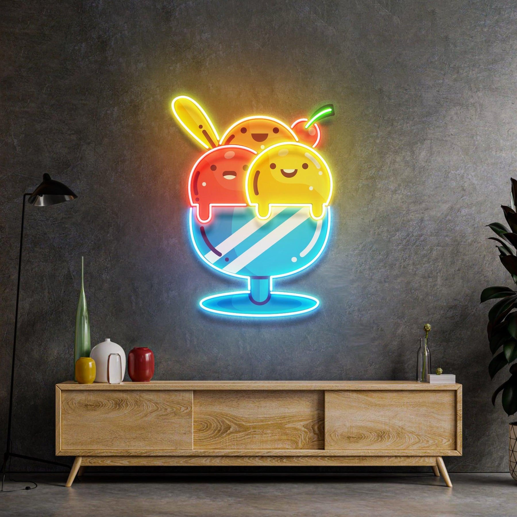 Three Color Icecream Led Neon Acrylic Artwork