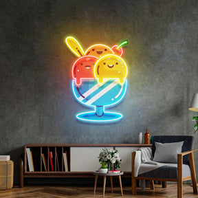 Three Color Icecream Led Neon Acrylic Artwork