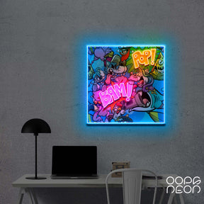 "Bam Pop"" Neon x Acrylic Artwork