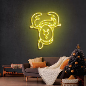 Dear Head Christmas Neon Sign