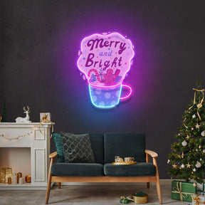 Merry Christmas Mug Neon Sign