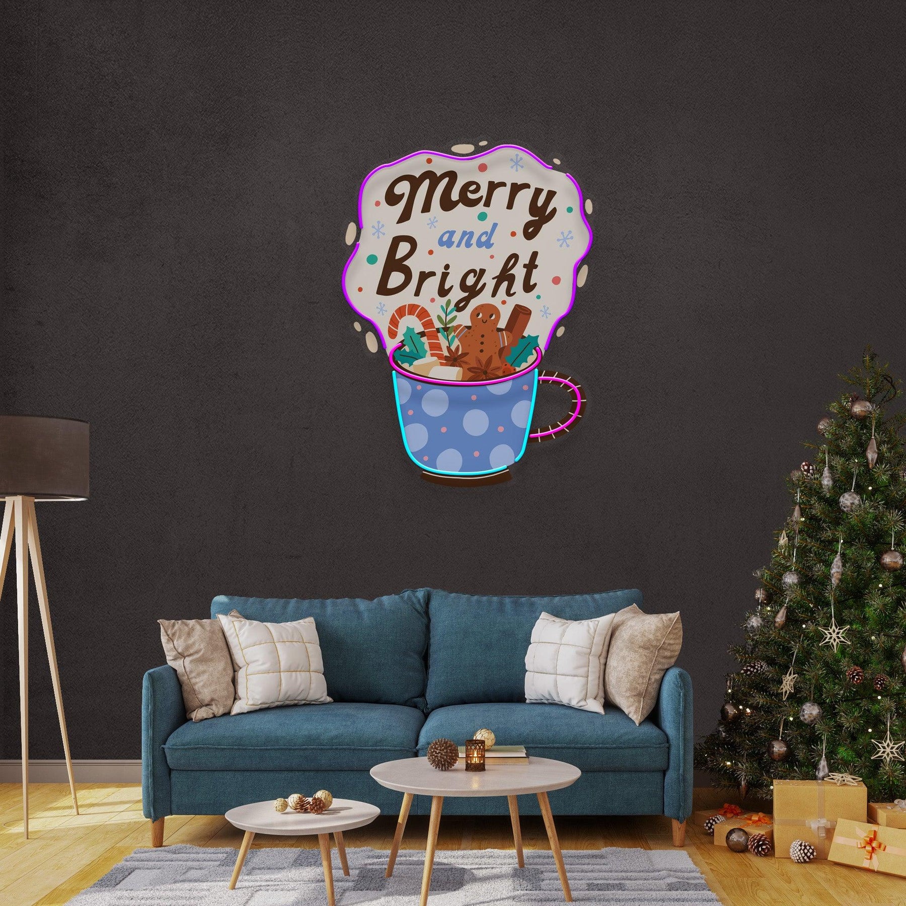 Merry Christmas Mug Neon Sign