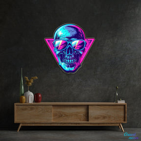 Cool Skull Wearing Glasses Color Pop Neon Sign Light Artwork