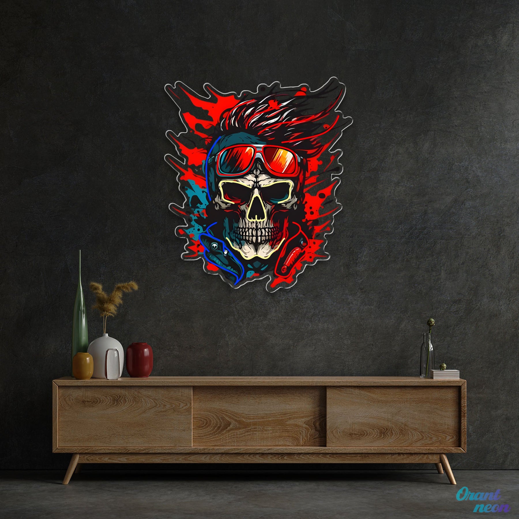 Vision of the Undead: Neon Skull & Glasses Neon Sign Light Artwork