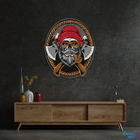 Beard Woodman Skull With Axe Neon Sign Light Artwork