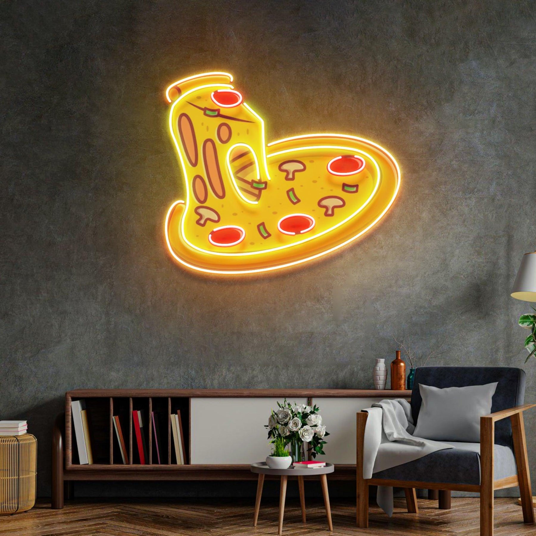 Pizza Slice Neon Acrylic Artwork