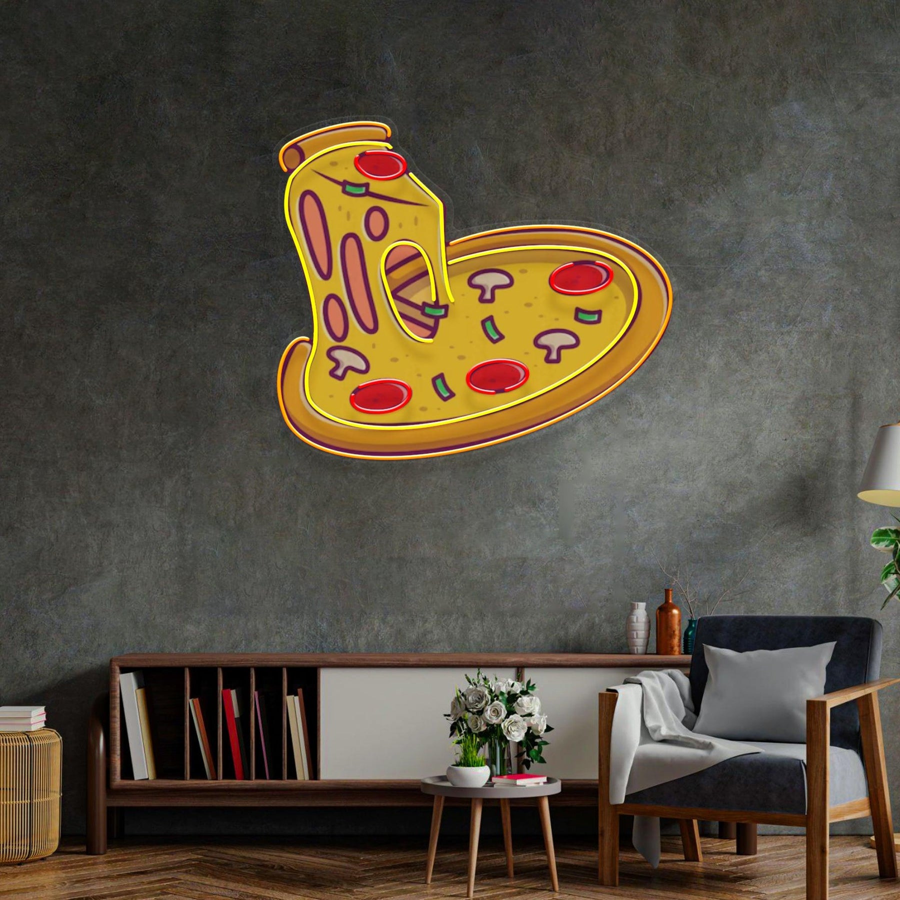 Pizza Slice Neon Acrylic Artwork