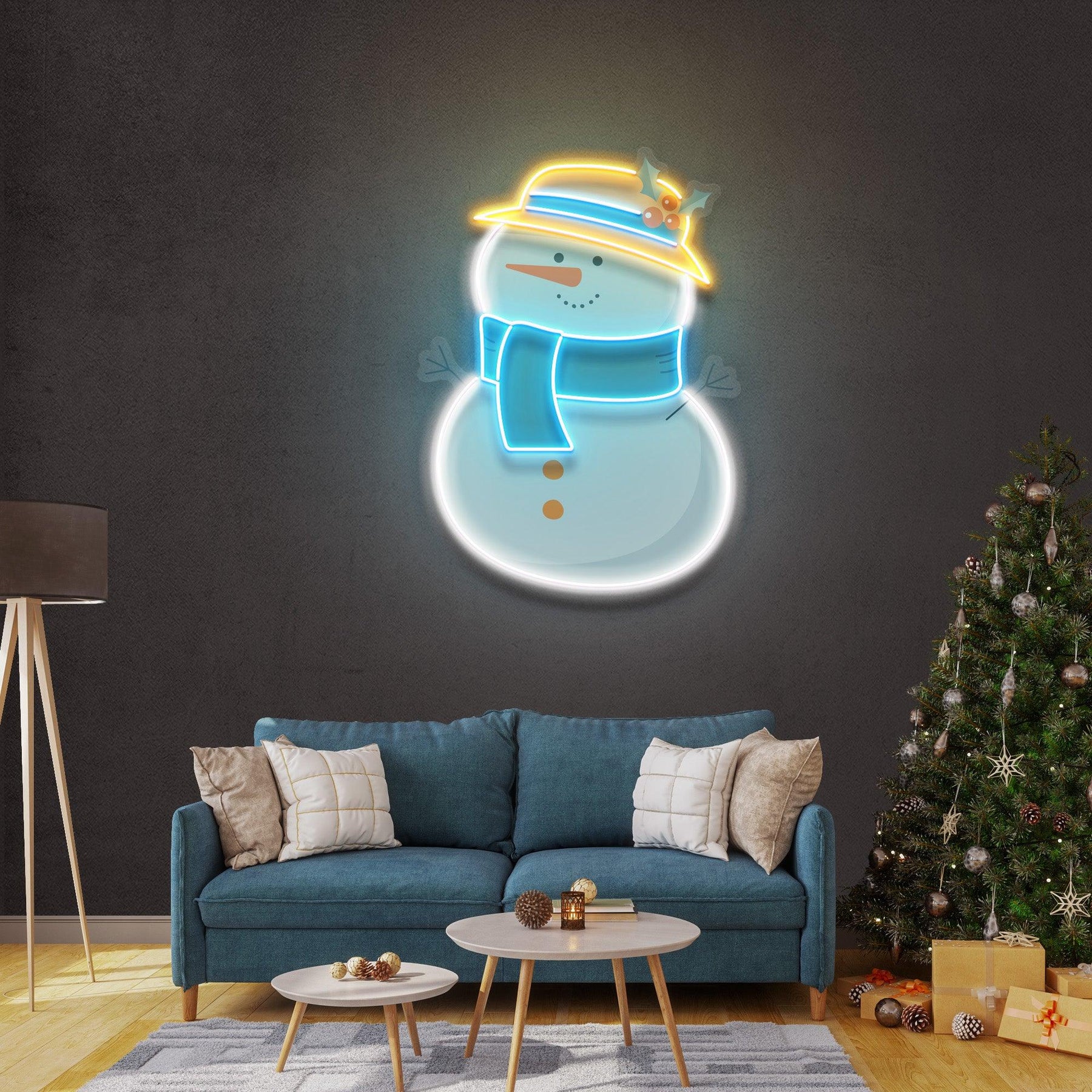 Plump Snowman Christmas LED Neon Acrylic Artwork