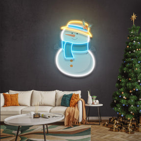 Plump Snowman Christmas LED Neon Acrylic Artwork