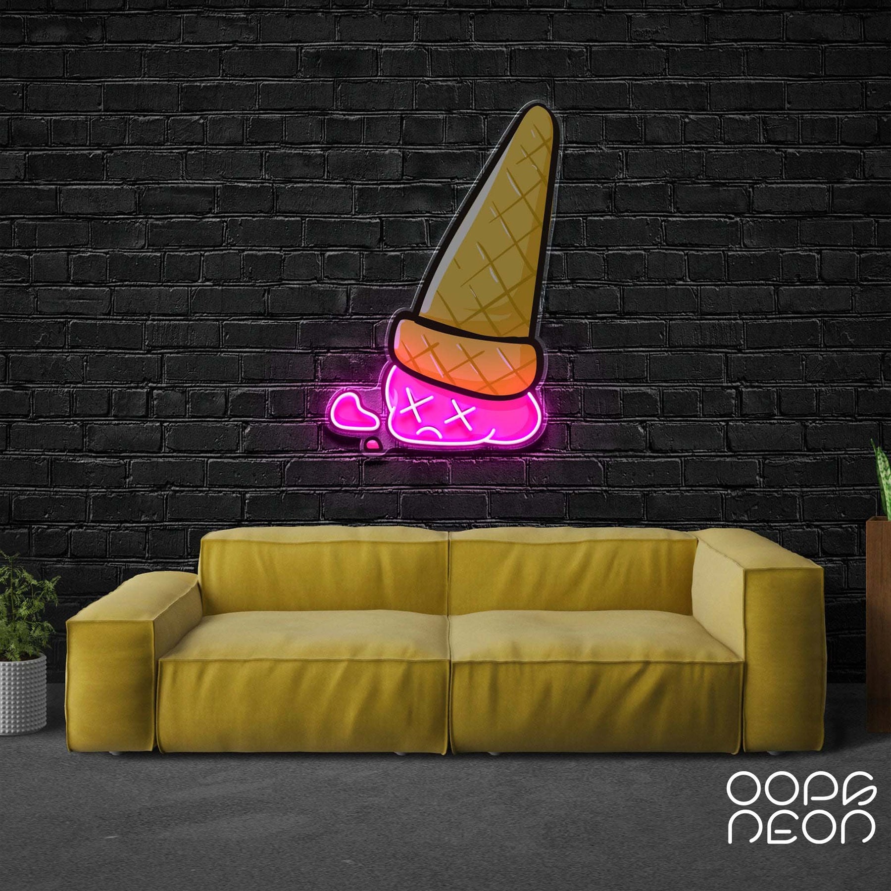 "Sadcream Cone V2" Neon x Acrylic Artwork