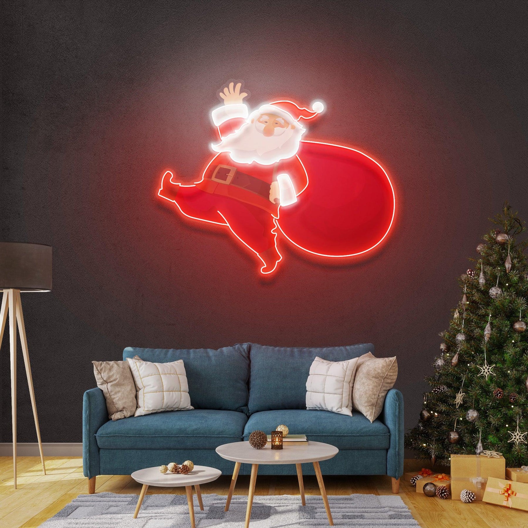 Santa Is Coming Christmas LED Neon Acrylic Artwork