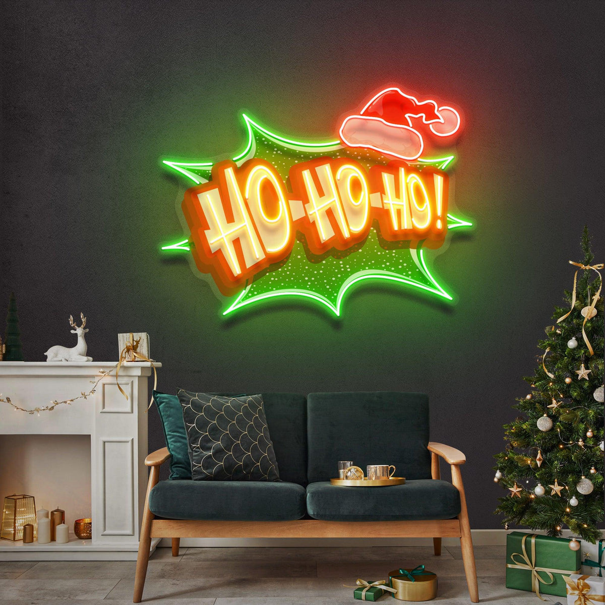 Santa Laughing Christmas LED Neon Acrylic Artwork