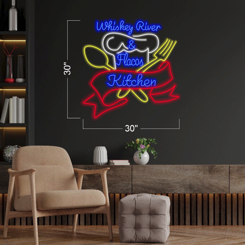 Whiskey River & Flacos Kitchen - LED Neon Sign