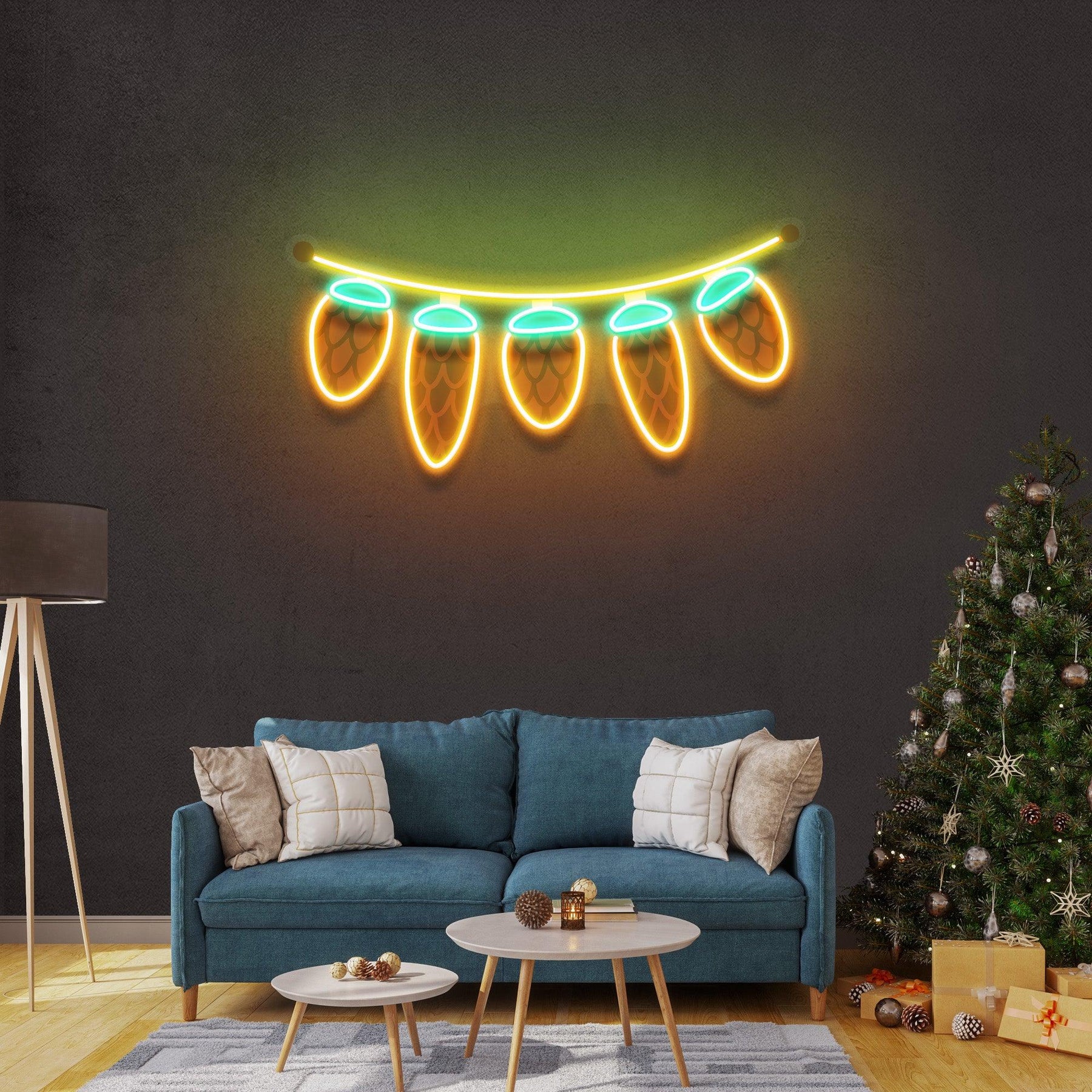 Seed Cones String Christmas Neon Sign