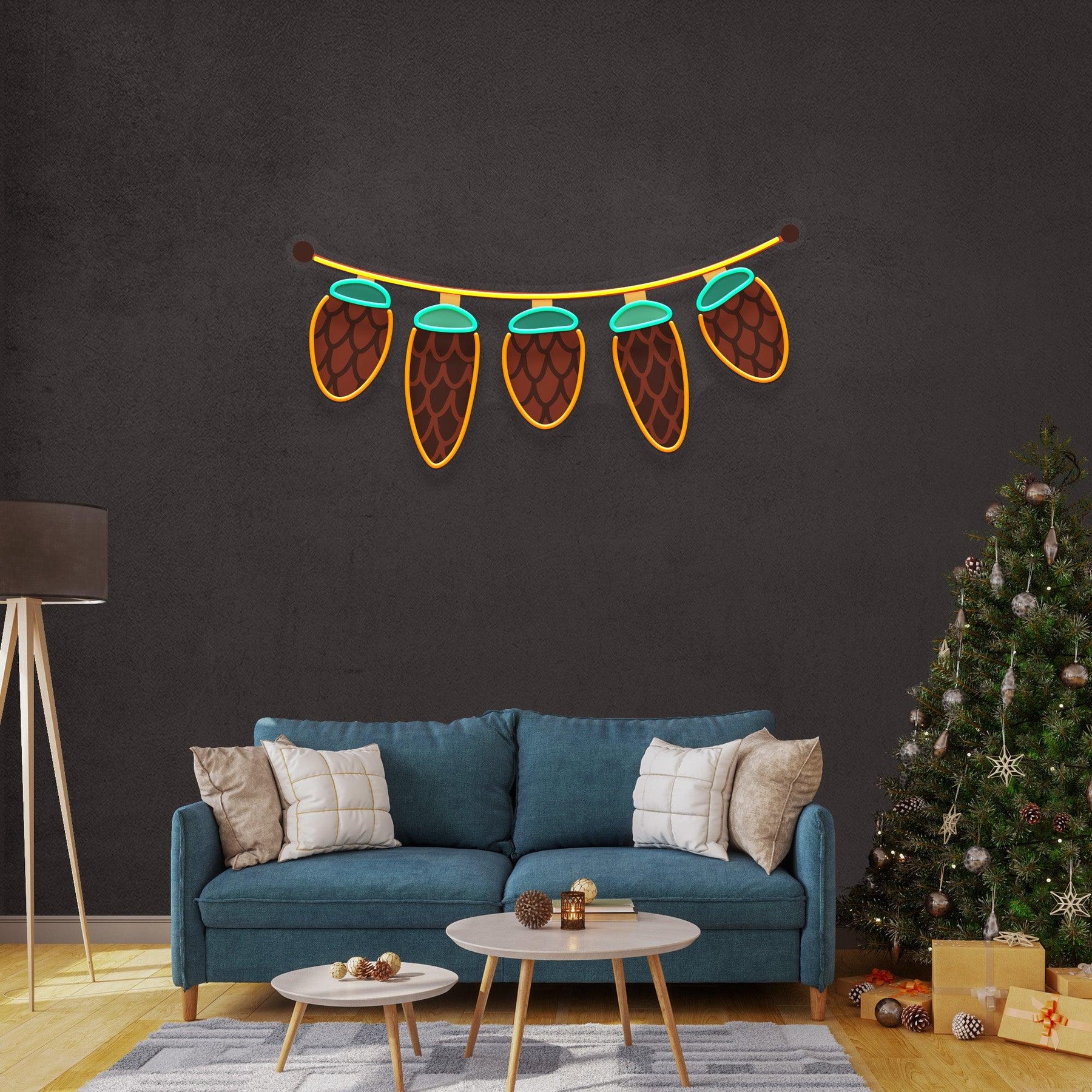 Seed Cones String Christmas Neon Sign