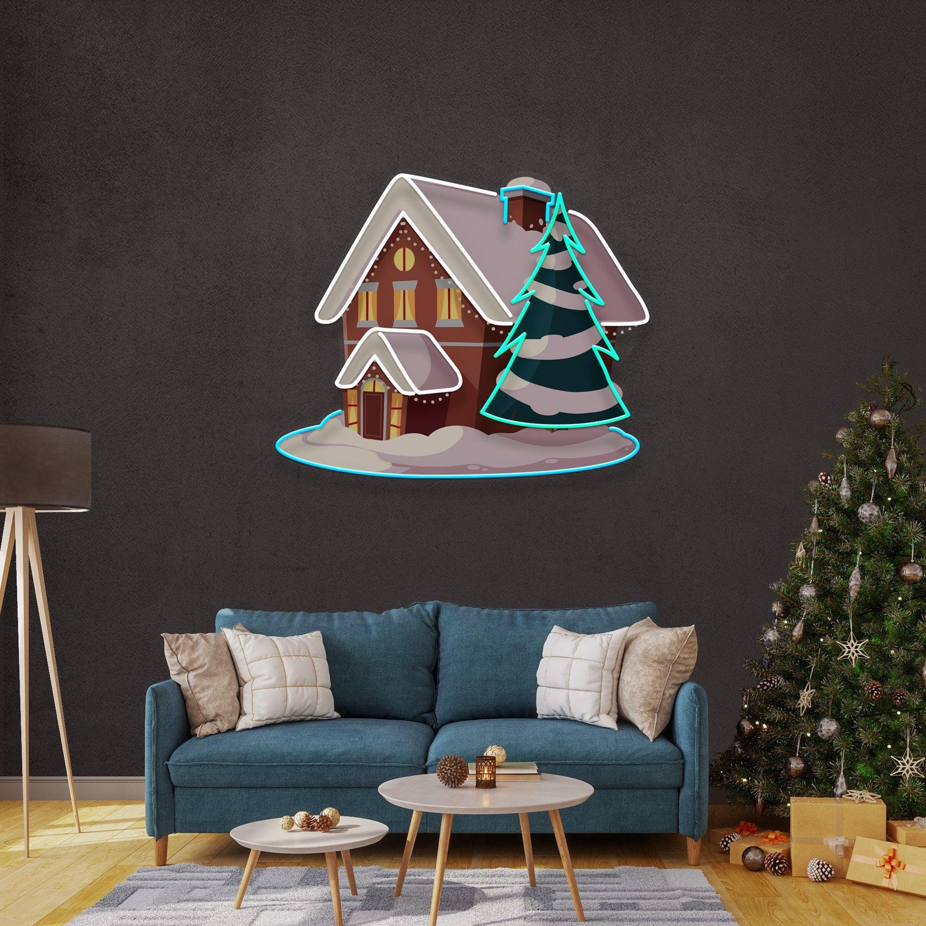 Snow House Christmas LED Neon Sign Artwork