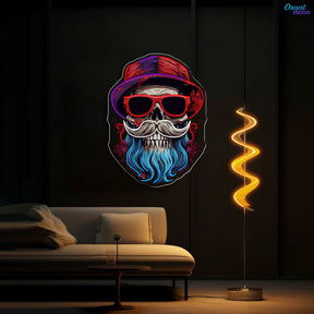 Neon Cheers: A Skull’s Refined Style Neon Sign Light Artwork