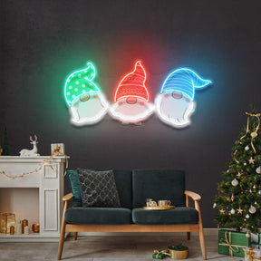 Three Scandinavian Santas Neon Sign