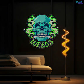 Skull & Smoke: A Blazing Vision Neon Sign Light Artwork